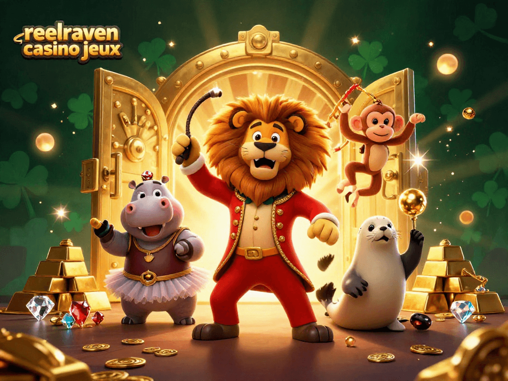 Plongez dans l'univers des jeux ReelRaven casino avec des personnages colorés et des trésors scintillants.