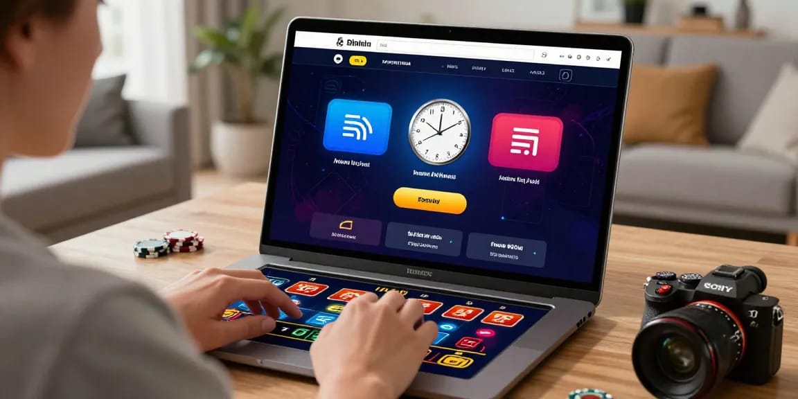 Expérience de jeu immersive avec casino en ligne retrait instantané sur tablette dans un décor moderne.