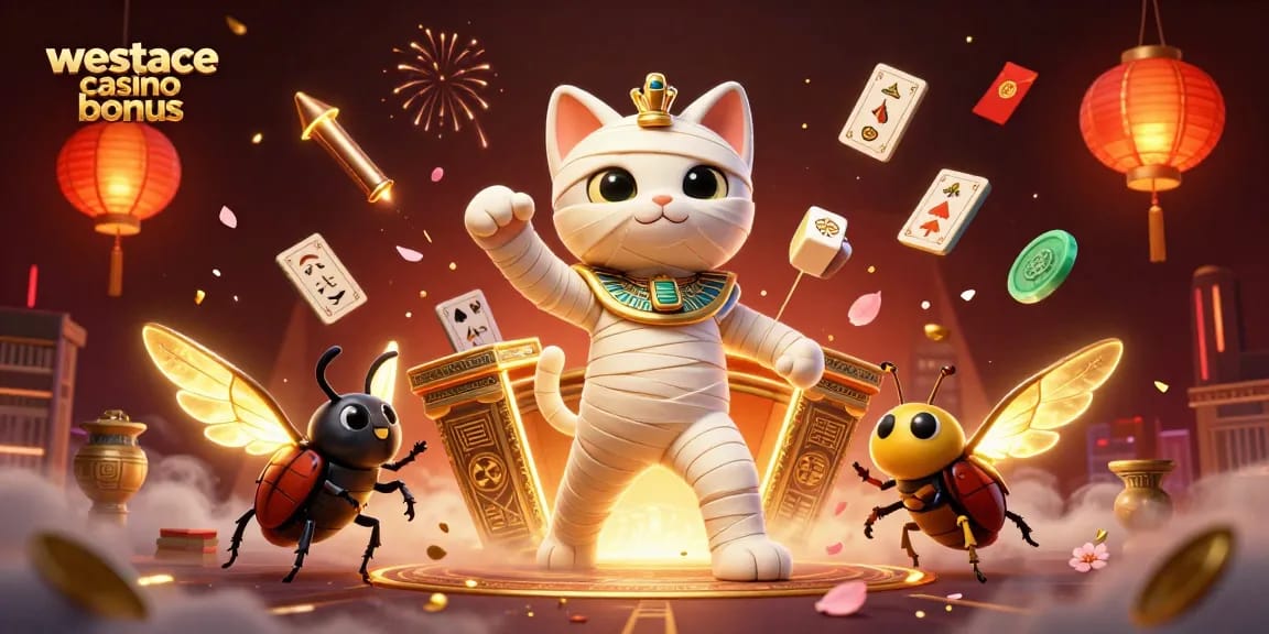 Découvrez le bonus WestAce Casino avec une illustration captivante inspirée des jeux d'argent.