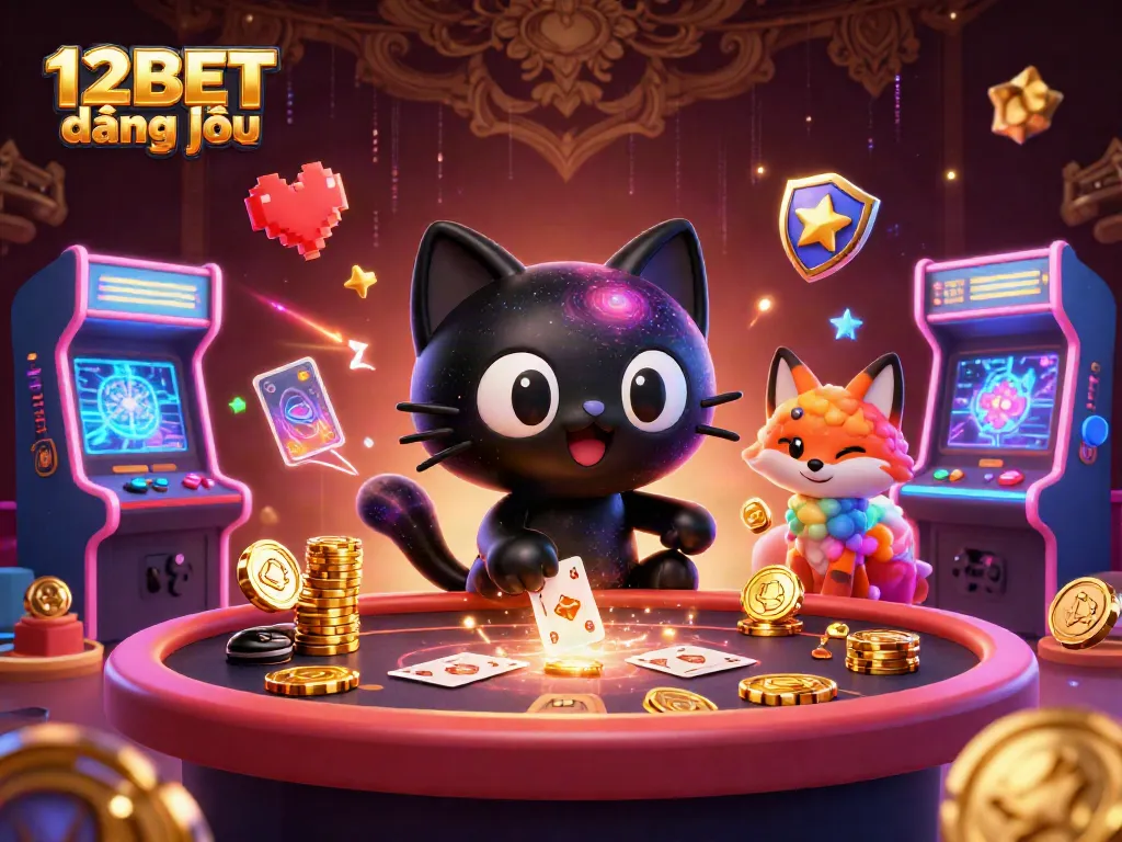 Join the excitement of online gaming with 12BET đăng nhập, featuring a cosmic casino scene.