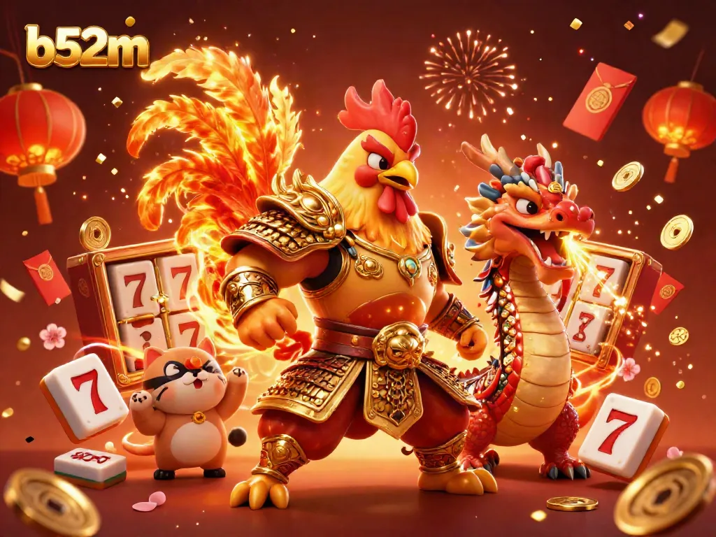 Experience the thrilling b52m casino adventure with armored characters and vibrant game elements.