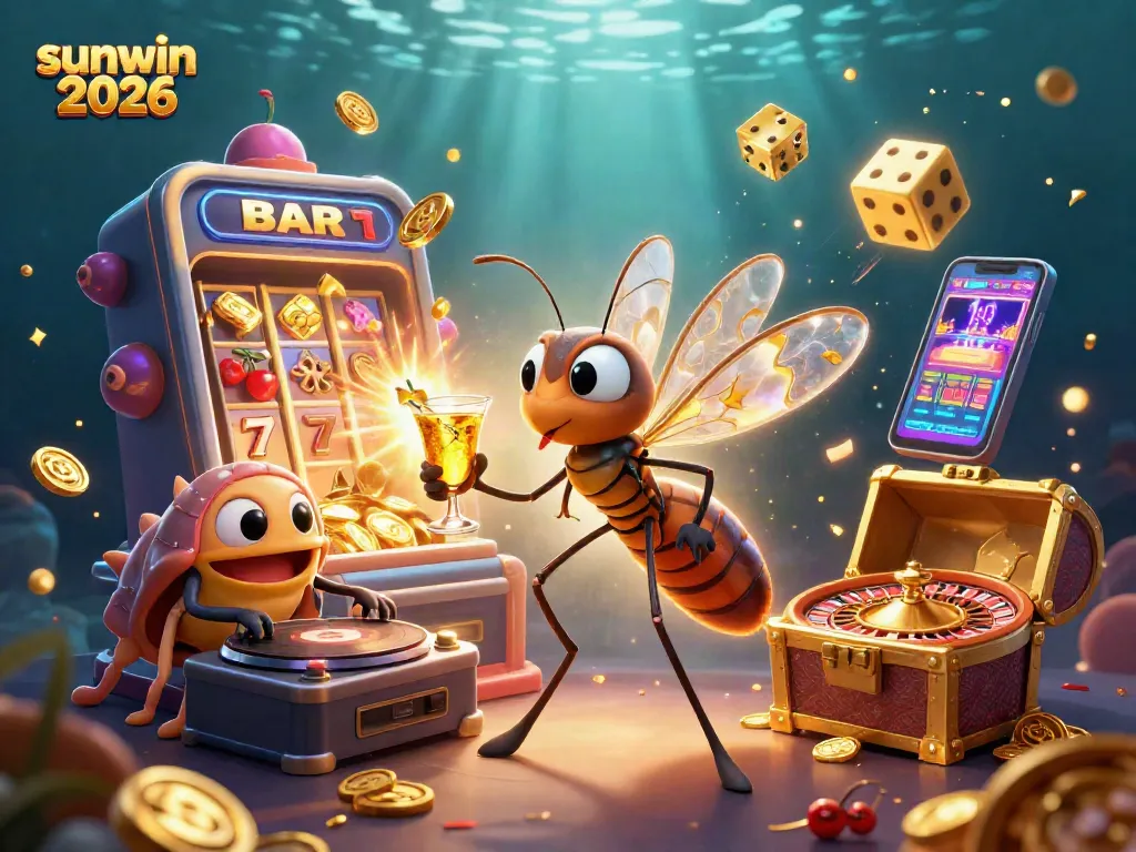 Experience sunwin 2026 with vibrant casino action featuring dynamic gaming symbols and lively characters.