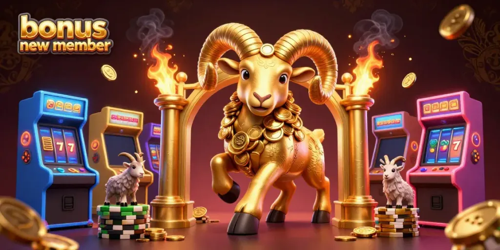 Experience the excitement of a bonus new member with vibrant visuals and dynamic casino elements.