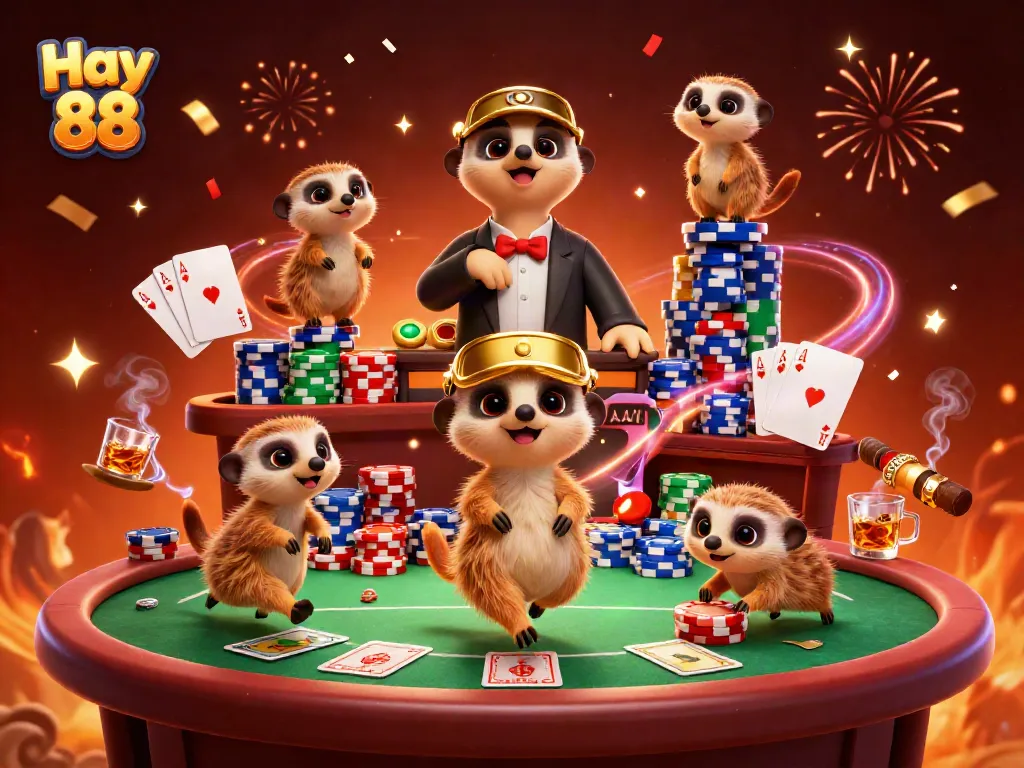Engage with the vibrant casino scene at Hay 88, where meerkats orchestrate thrilling poker action.