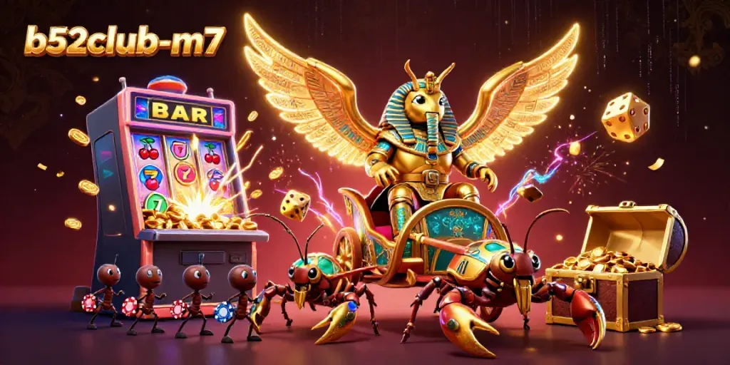 Engage in the excitement of b52club-m7, with a vibrant scene showcasing casino elements and thrilling gameplay.