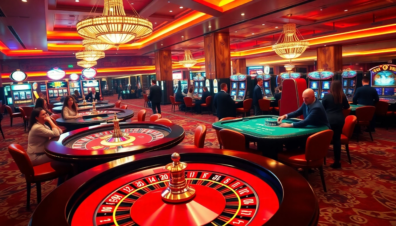 Vibrant casino en ligne francais atmosphere showcasing players at gaming tables.