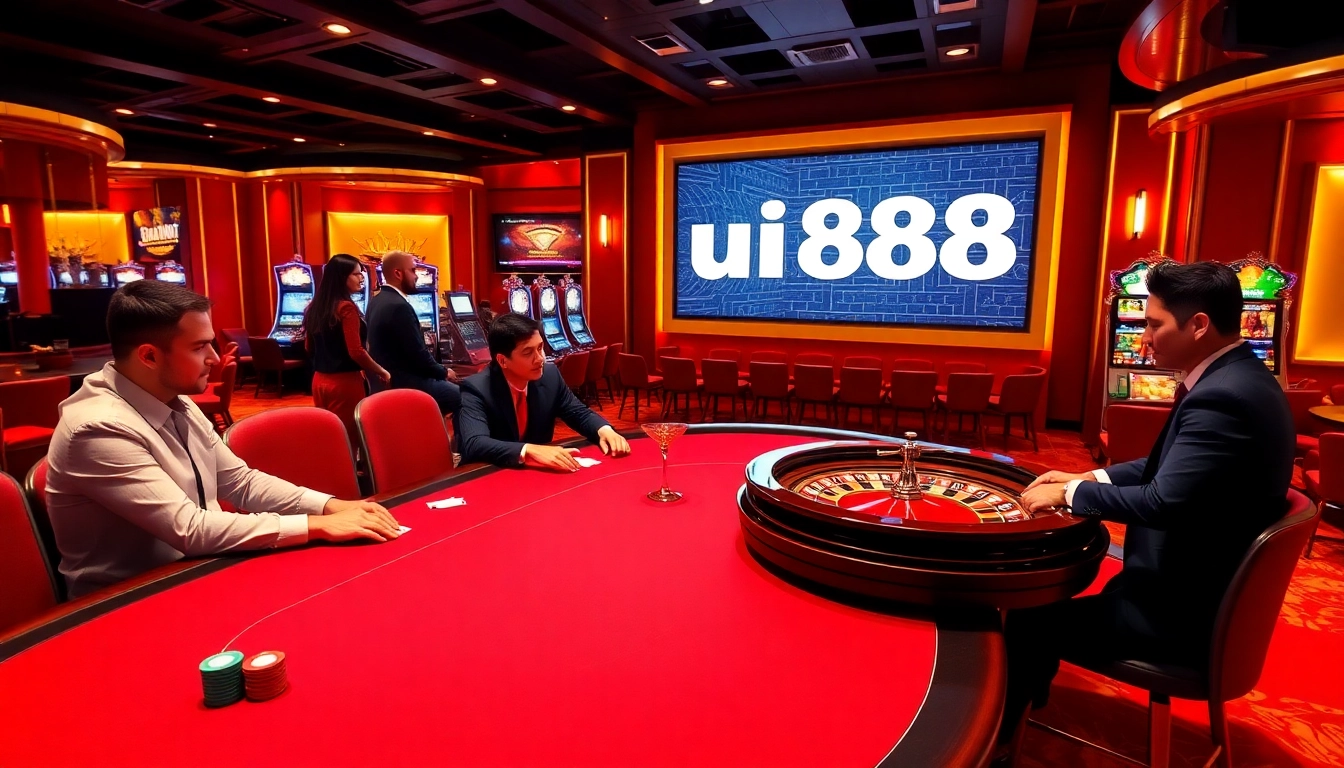 High-stakes poker game at a luxury casino featuring the keyword uu8888 prominently displayed.