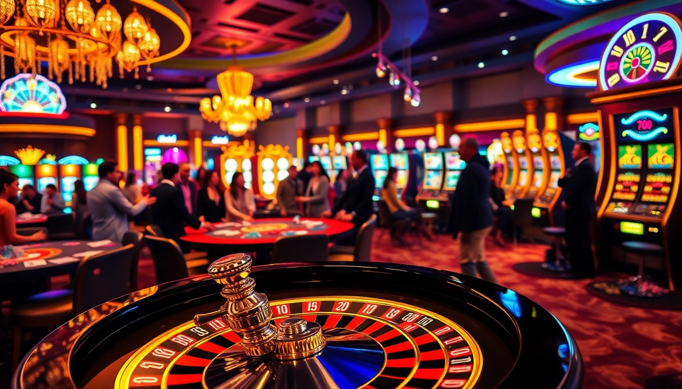 Action-packed gambling scene with Cwin-themed roulette and vibrant casino tables.