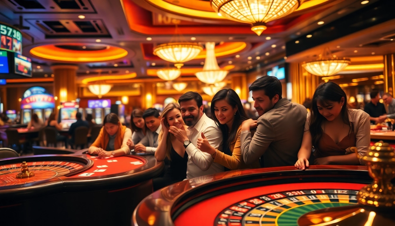 Expérience immersive au casino en ligne francais avec des joueurs concentrés sur les tables de jeu.