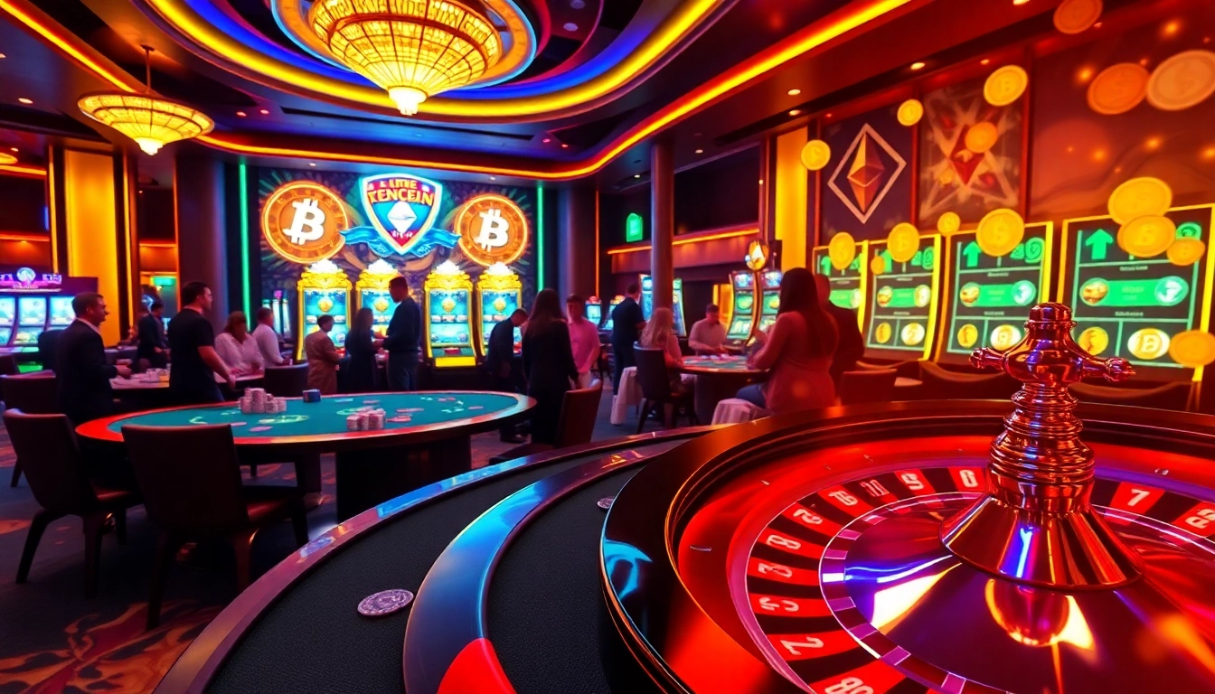 Experience thrilling gameplay at a casino crypto en ligne with vibrant tables and enthusiastic players.