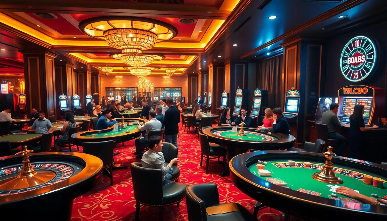 Experience the thrill of 15lc88 in a luxurious casino setting with vibrant gaming action.