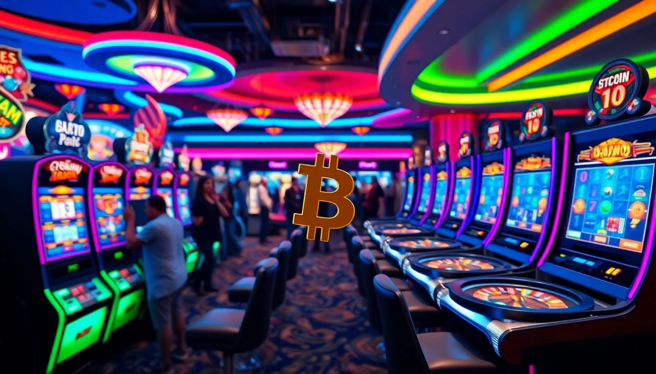 Plongez dans l'univers du btc casino avec des machines à sous animées et des joueurs captivés.