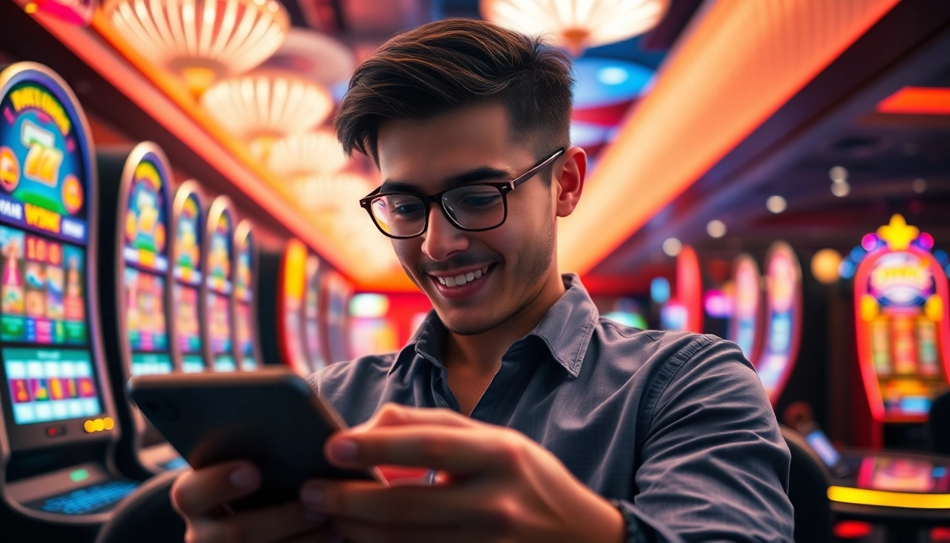 Jouer à des jeux excitants de casino en ligne avec une ambiance colorée et énergique.