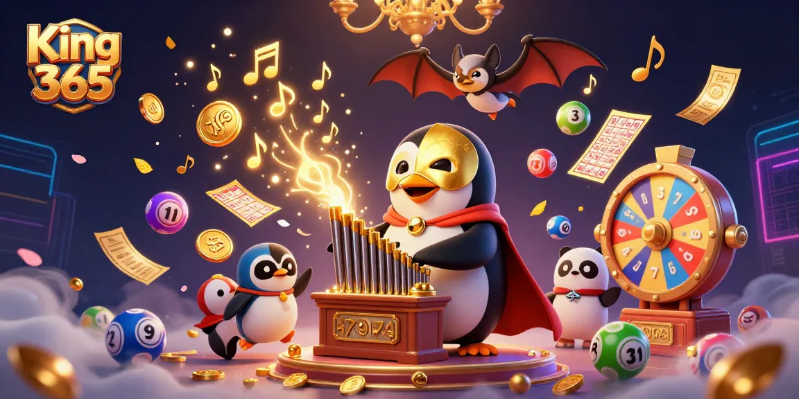 Win big with King 365 as the phantom opera penguin orchestrates a vibrant gambling scene.