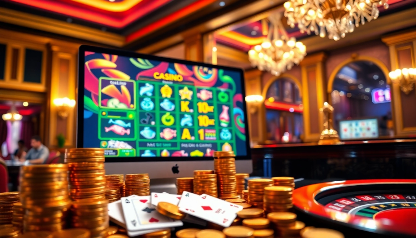 Jouez à des jeux de casino en ligne captivants dans un environnement luxueux rempli de richesse. related image