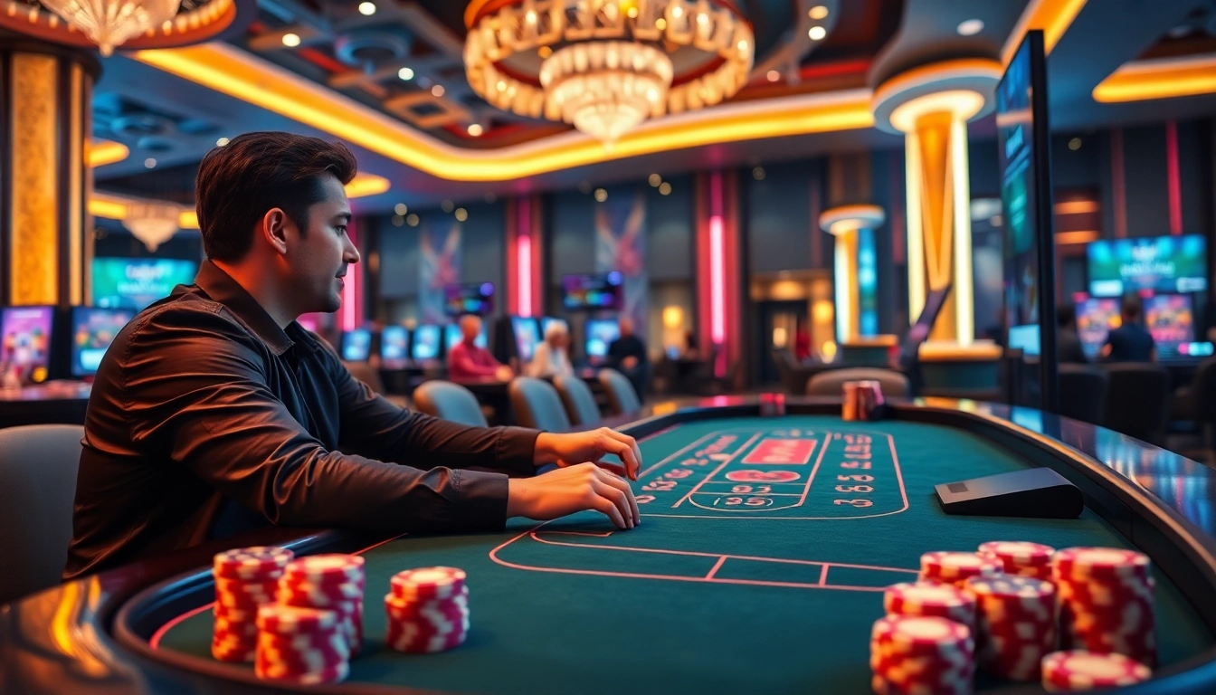 Jouer à des jeux de casino en ligne dans une ambiance excitante et lumineuse.