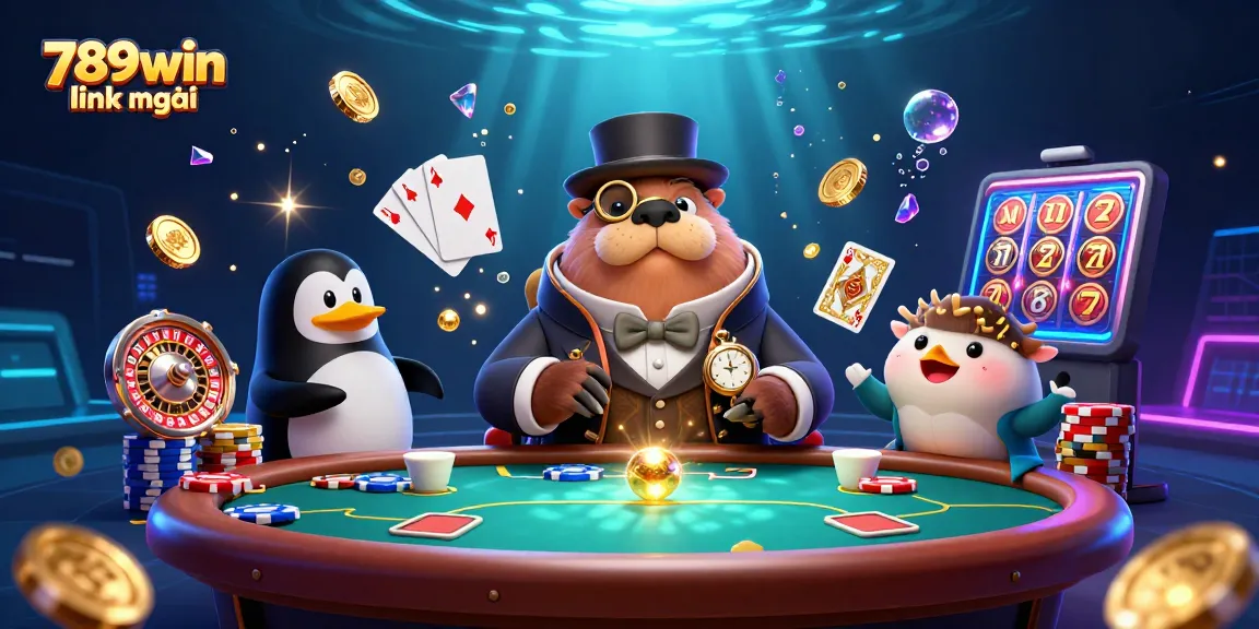 Experience the excitement at 789win link mới with lively characters and gameplay elements in a vibrant casino scene.