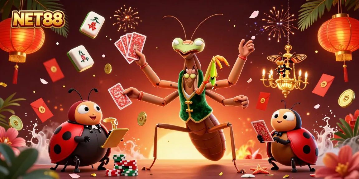 NET88 showcases a vibrant 3D casino scene with engaging characters and game elements.