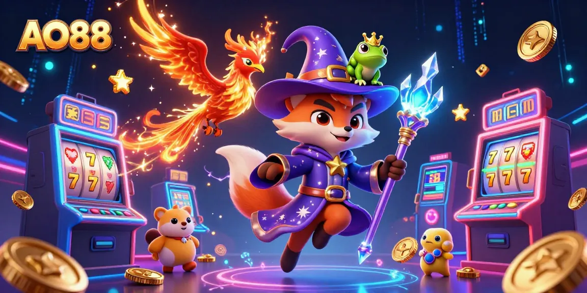 Experience thrilling gameplay at AO88 with vibrant slot machines and magical characters.