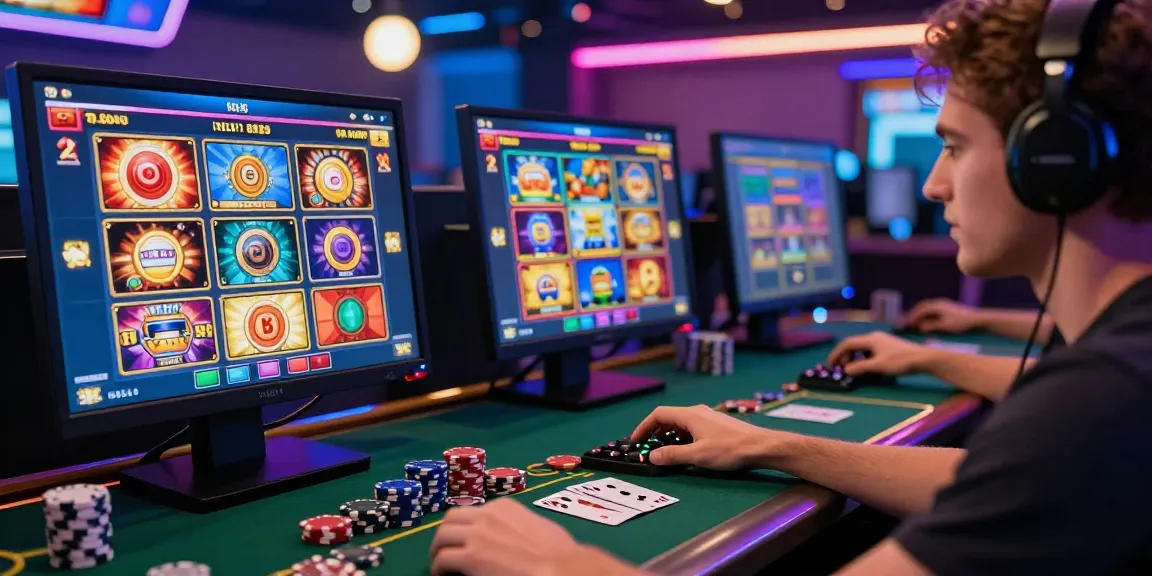 Engagement dans un casino en ligne, avec jeux de machines à sous et ambiance de jeu active.