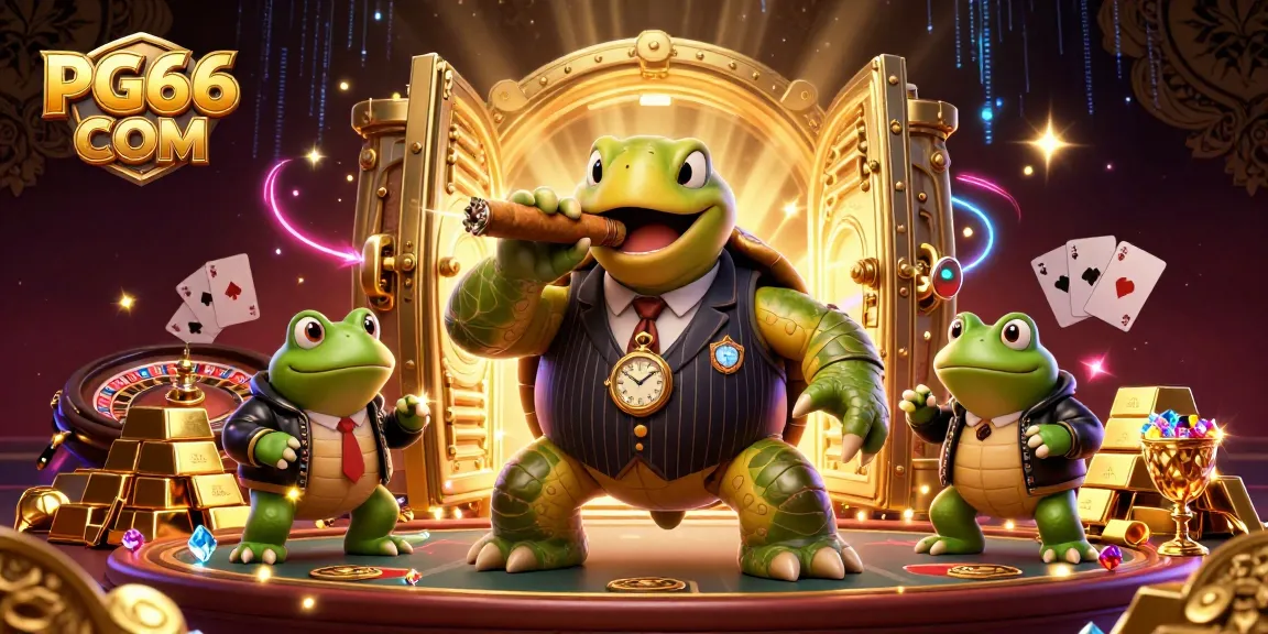 Engage with PG66 COM for thrilling casino adventures featuring a snapping turtle and bullfrog enforcers.