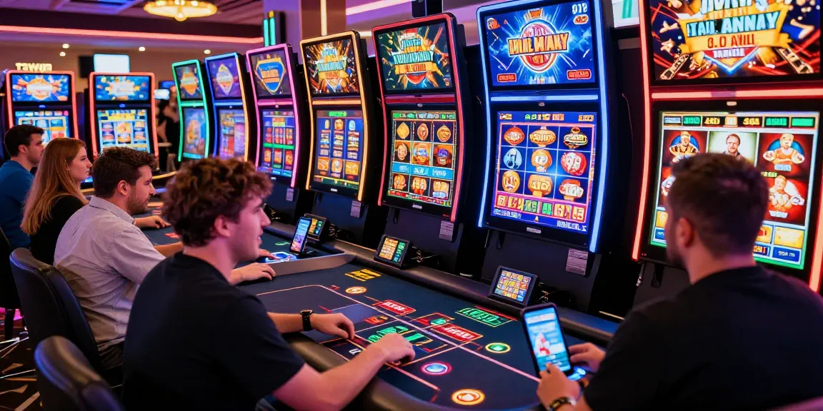 Expérience captivante au meilleur casino en ligne France avec joueurs célébrant leurs gains dans une ambiance dynamique.