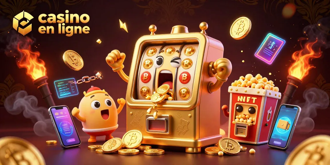 Jouez sur un casino en ligne avec des machines à sous dorées explosant de joie et des pièces partout.