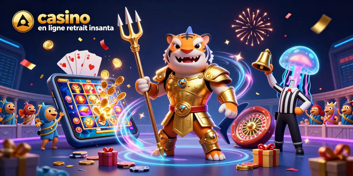 Gagnez au casino en ligne retrait instantané avec des stratégies de jeux riches dans une scène dynamique et colorée.