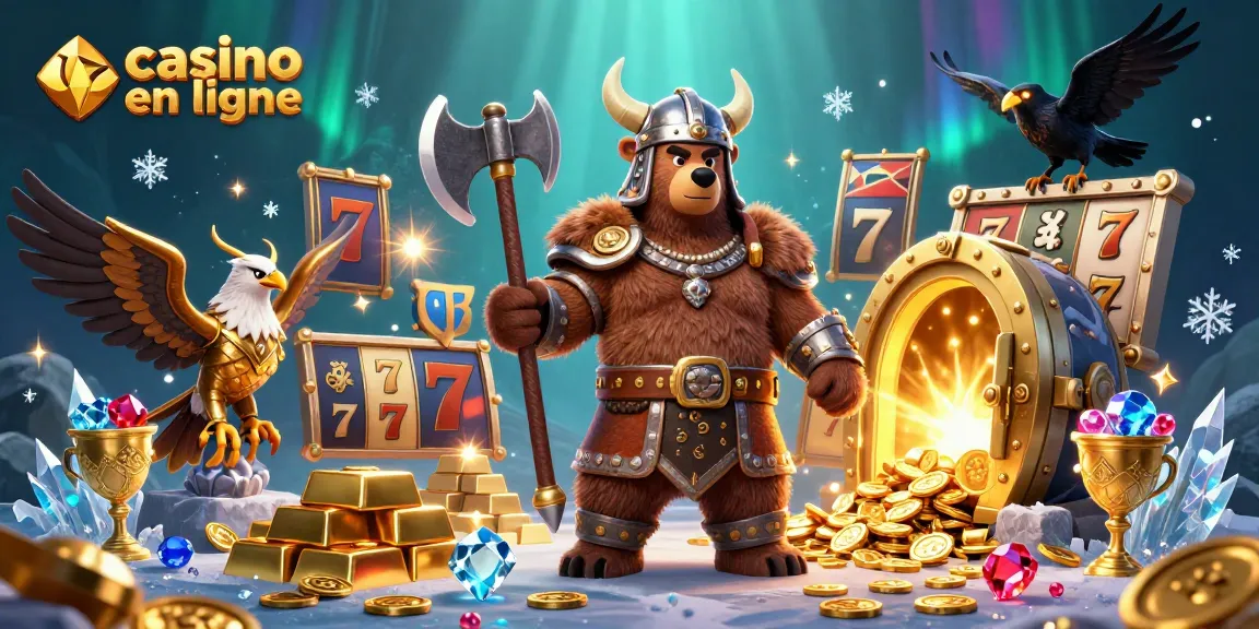 Jouez dans un casino en ligne avec des personnages de Viking, des trésors et des machines à sous.