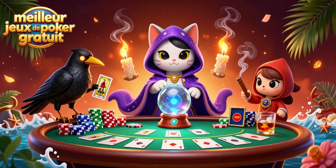 Jouer au meilleur jeux de poker gratuit avec un chat mystique et un corbeau