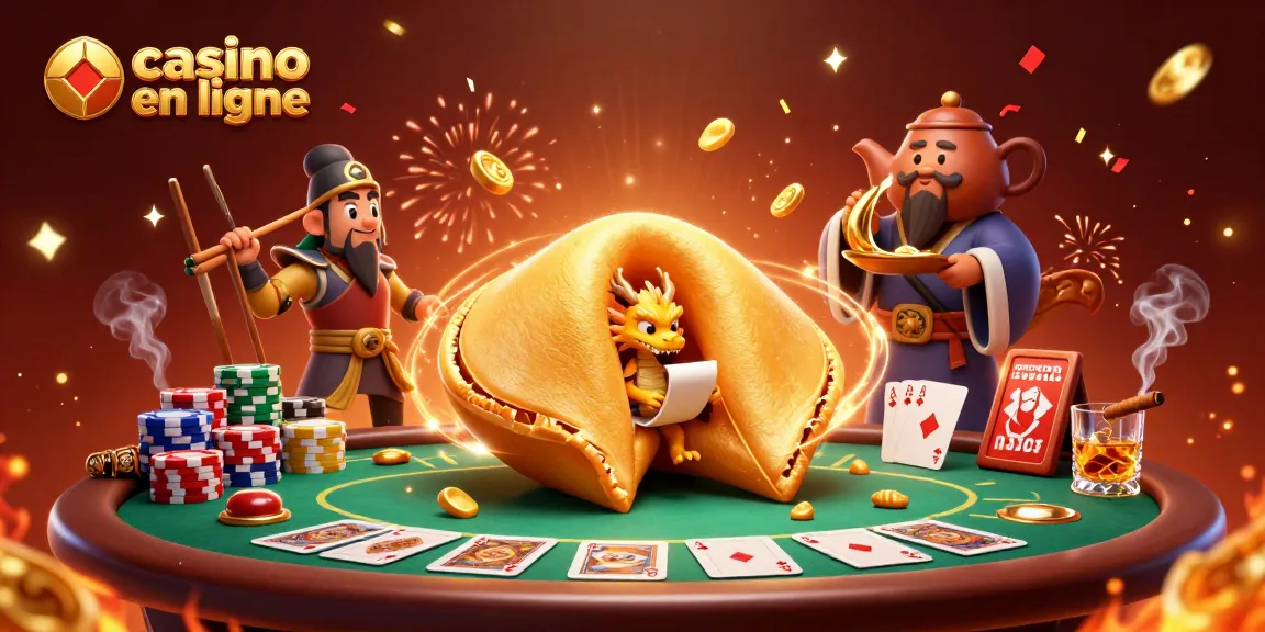 Gagnez gros au casino en ligne avec un dragon sage et un cookie chanceux lors d'une partie de poker.