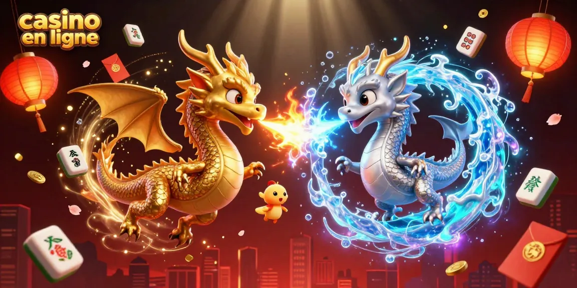 Gagnez avec casino en ligne, dragons en vol au milieu de symboles de jeu et festivités.